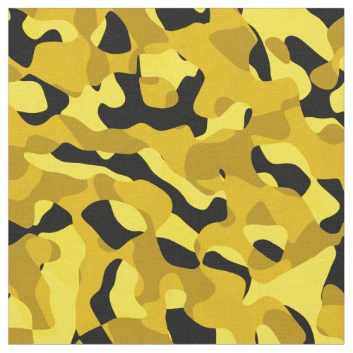 Black and Yellow Camouflage Print Pattern Fabric