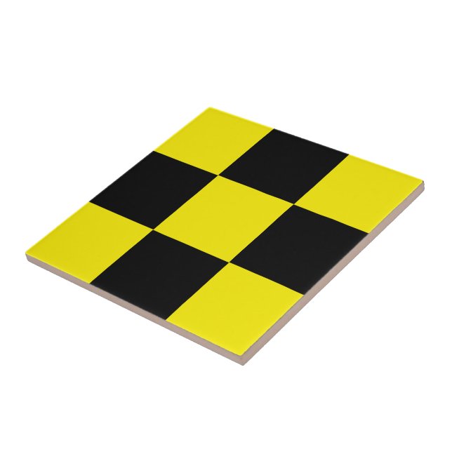 Black and Yellow Check Ceramic Tile (Side)