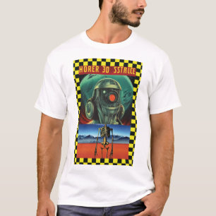 Black and Yellow Check Sci-fi Art T-Shirt