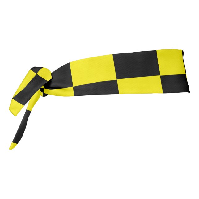 Black and Yellow Check Tie Headband (Rotate 270)