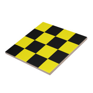 Black and Yellow Checked Ceramic Tile