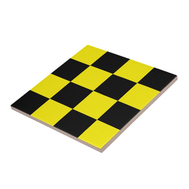 Black and Yellow Checked Ceramic Tile (Side)