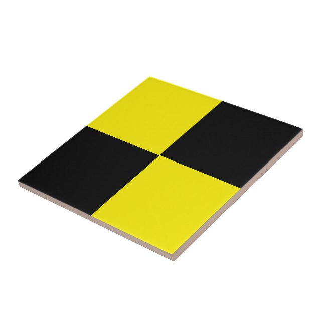 Black and Yellow Checked Ceramic Tile (Side)