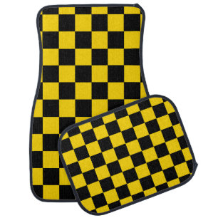 Black And Yellow Checker Car Mats Set Of 4