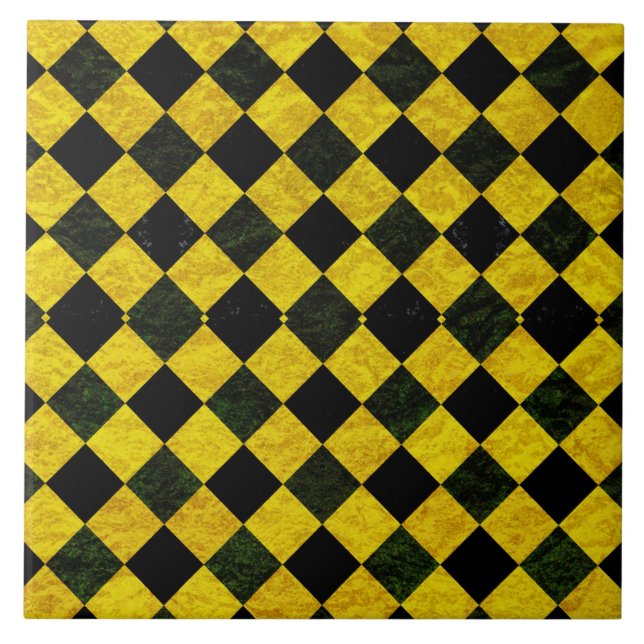 Black and yellow checker pattern ceramic tile (Front)