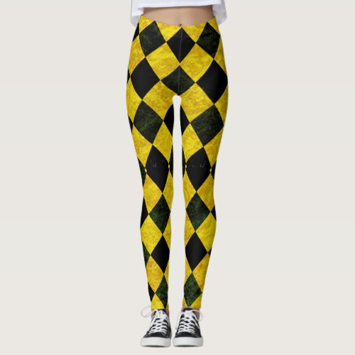 Black and yellow checker pattern leggings