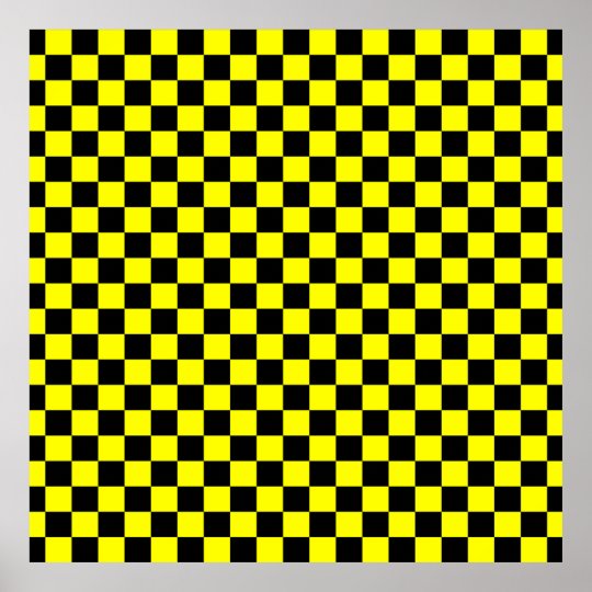 Black and Yellow Checkerboard Pattern Poster | Zazzle.com