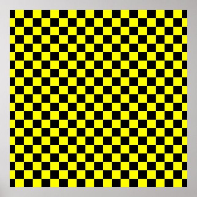 Black and Yellow Checkerboard Pattern Poster (Front)