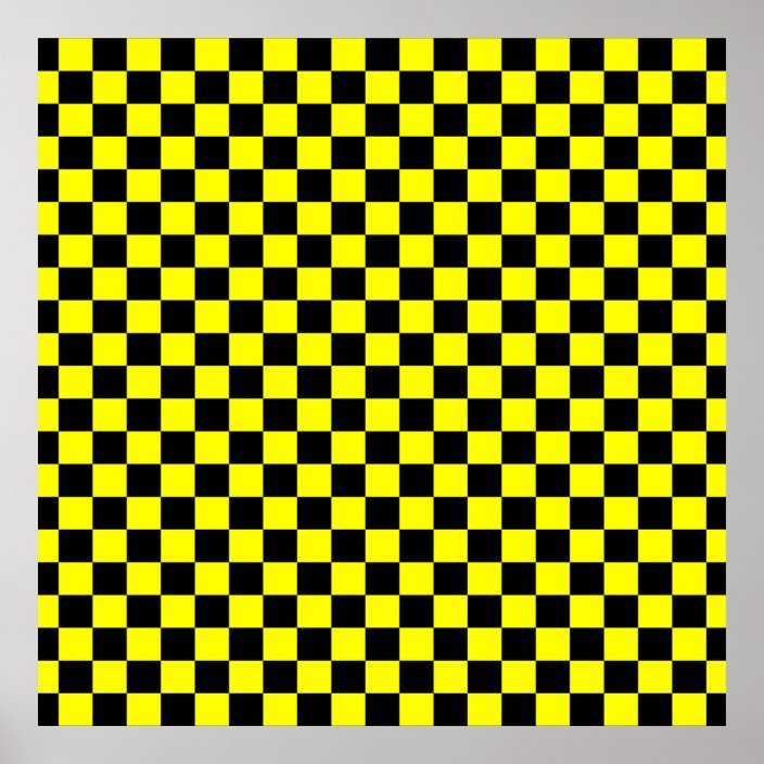 Black and Yellow Checkerboard Pattern Poster | Zazzle.com