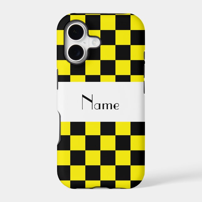 Black and yellow checkered pattern iphone case (Back)
