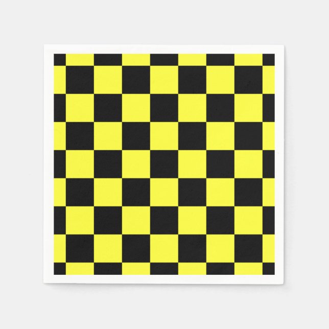 Black and Yellow Checkered Pattern Napkins (Front)
