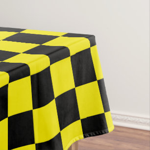 Black and Yellow Checkered Tablecloth