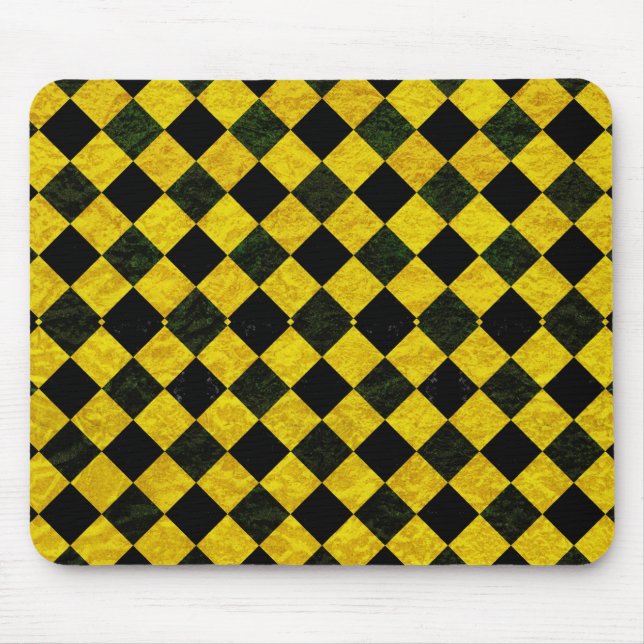 Black and yellow chequered pattern mouse pad (Front)