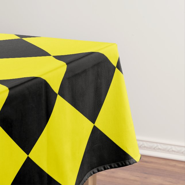 Black and Yellow Chess Tablecloth (In Situ)