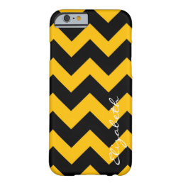 Black and Yellow Chevron Custom Monogram Barely There iPhone 6 Case