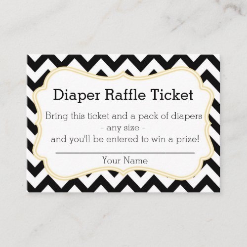 Black and Yellow Chevron Diaper Raffle Ticket Business Card Template