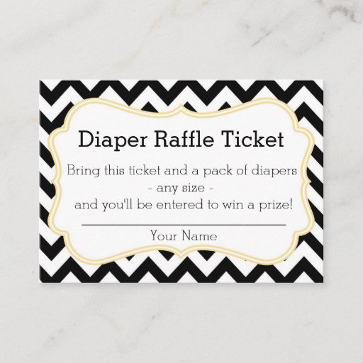 Customizable Black and Yellow Chevron Diaper Raffle Ticket Business Card Template