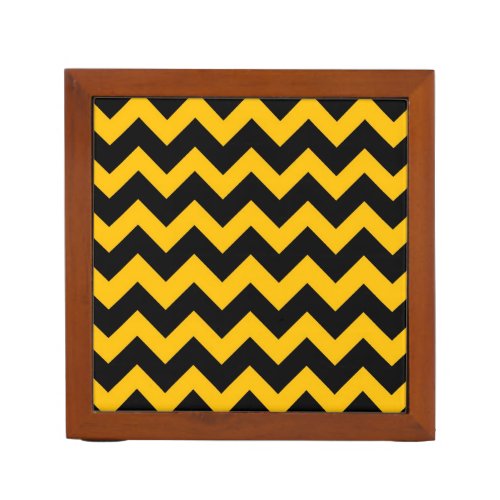 Black and Yellow Chevron Zigzag Pattern Desk Organizer