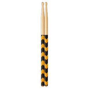 Black and Yellow Chevron Zigzag Pattern Drum Sticks