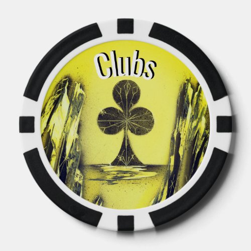 Black and Yellow Club Poker Chip