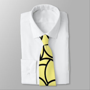 Black and Yellow Comingled Abstract Neck Tie