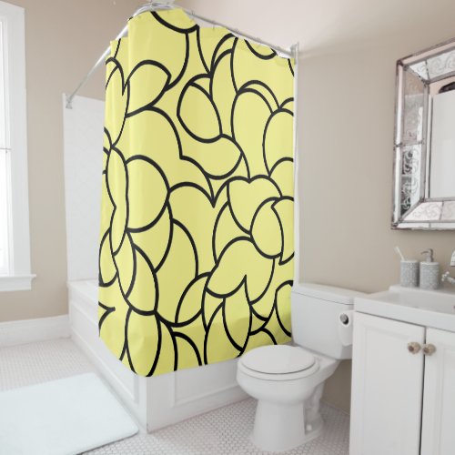 Black and Yellow Comingled Abstract Shower Curtain