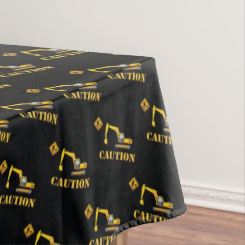 Black and Yellow Construction Dump Truck Caution Tablecloth