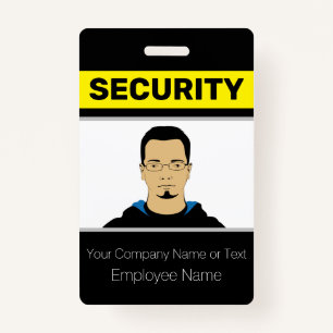 Black and Yellow Custom Photo Security Guard ID Badge