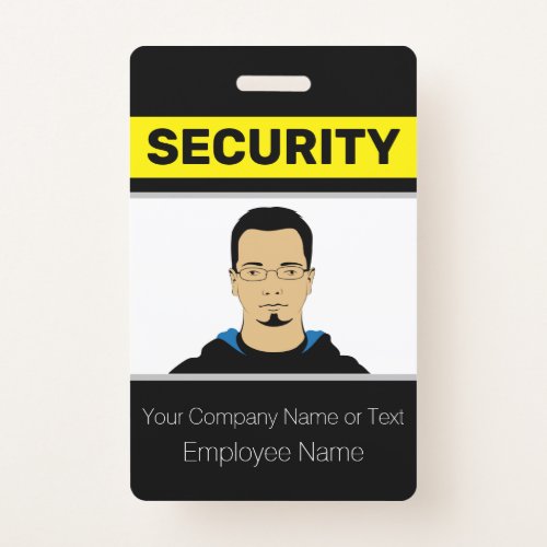 Black and Yellow Custom Photo Security Guard ID Badge