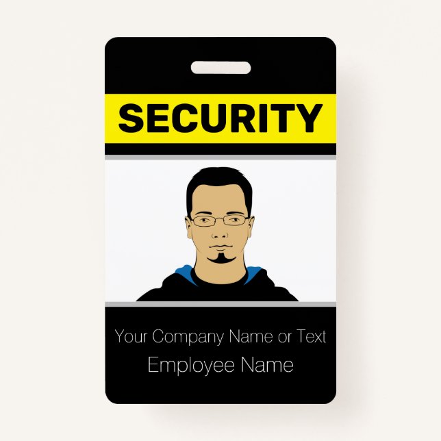 Black and Yellow Custom Photo Security Guard ID Badge (Front)