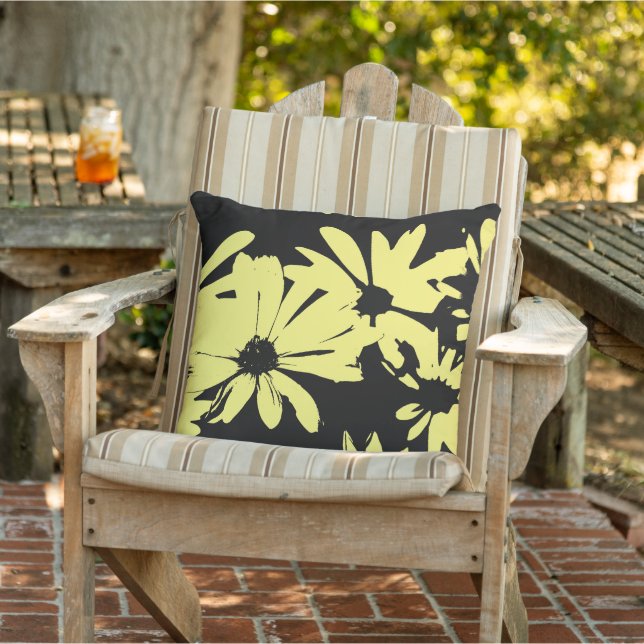 Black and Yellow Daisies Throw Pillow (Chair)