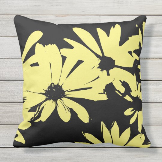 Black and Yellow Daisies Throw Pillow