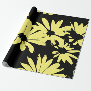 Black and Yellow Daisies Wrapping Paper