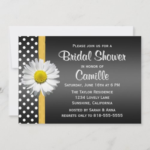 Black and Yellow Daisy Bridal Shower Invitation