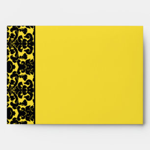 Black and Yellow Damask Return Address A7 Envelope