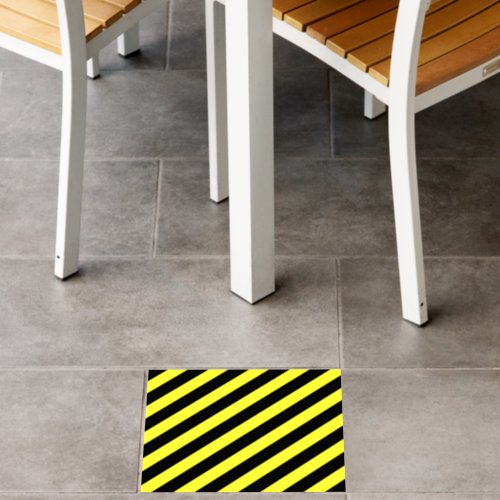 Black and Yellow Diagonal Stripes Floor Decals