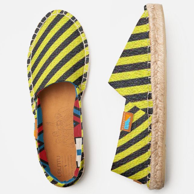 Black and Yellow Diagonal Stripes Slip-on, ZEA Espadrilles (Side)