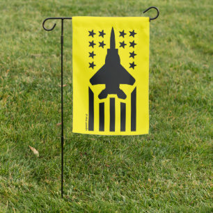 Black and Yellow F-15 Eagle Stars and Stripes Garden Flag