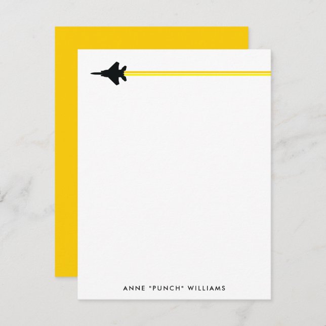 Black and Yellow F-15 Personal Stationery Note Card (Front/Back)