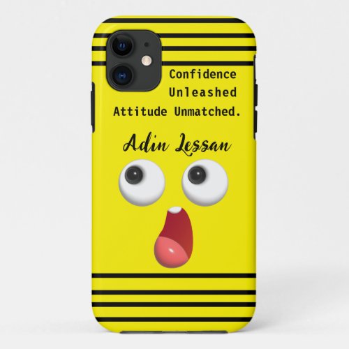 black and yellow face and strip iPhone 11 case