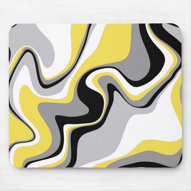 Black and Yellow Fluid Abstract Mouse Pad (Front)