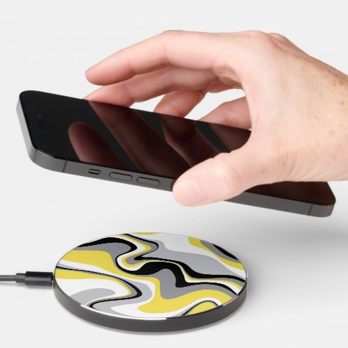 Black and Yellow Fluid Abstract Wireless Charger