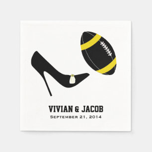Black and Yellow Football Custom Wedding Napkin
