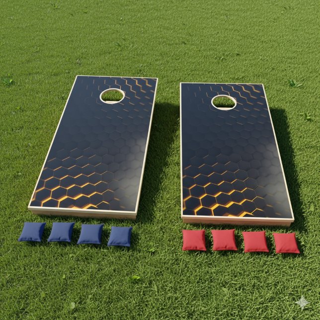 Black and Yellow Futuristic Branded  Cornhole Set (Creator Uploaded)
