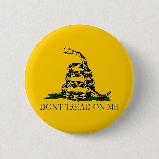 Black and Yellow Gadsden Flag, Don't Tread on Me! Button (Front)