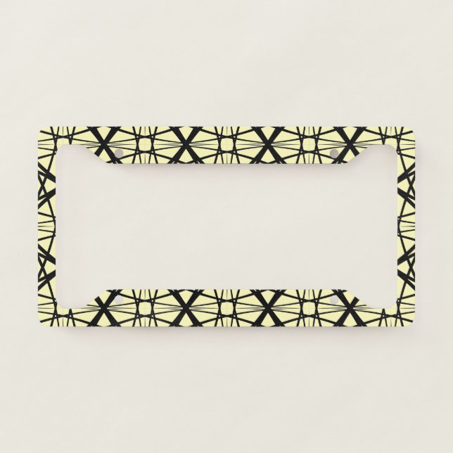Black and Yellow Geometric Art License Plate Frame (Front)