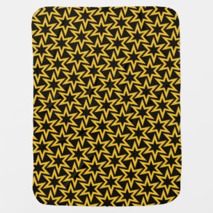 Black and Yellow Geometrical Star Seamless Pattern Baby Blanket