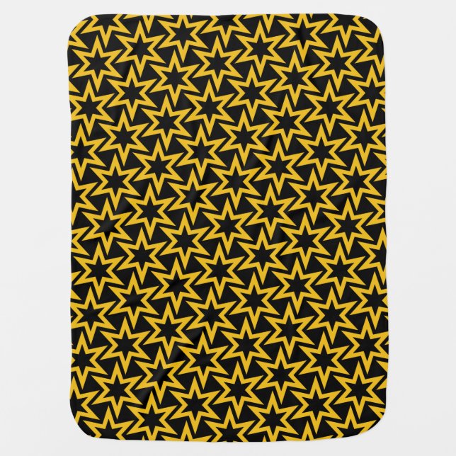 Black and Yellow Geometrical Star Seamless Pattern Baby Blanket (Front)
