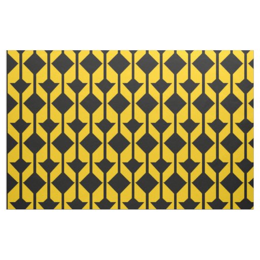 Black and Yellow-Gold Abstract-Patterned Fabric