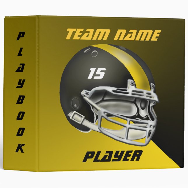 Black and Yellow Gold Football Helmet Binder (Front/Spine)
